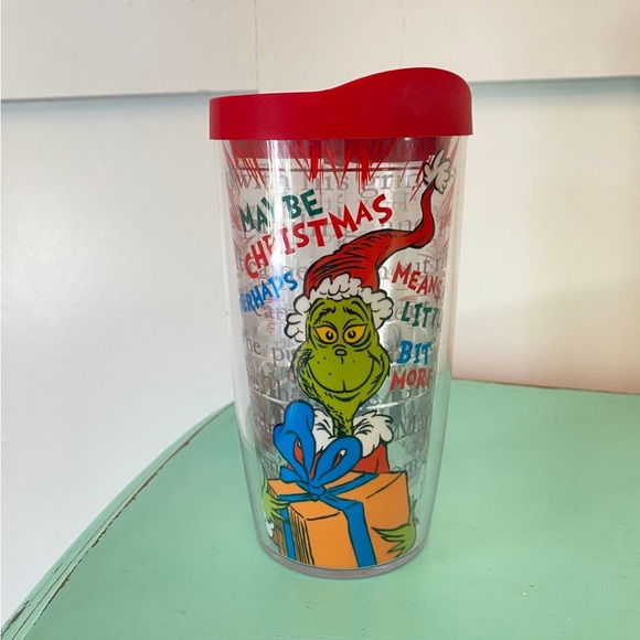 Universal Studios‎ Tervis Tumbler Dr. Seuss Grinch Christmas Quote Red Lid 16oz - Picture 1 of 5